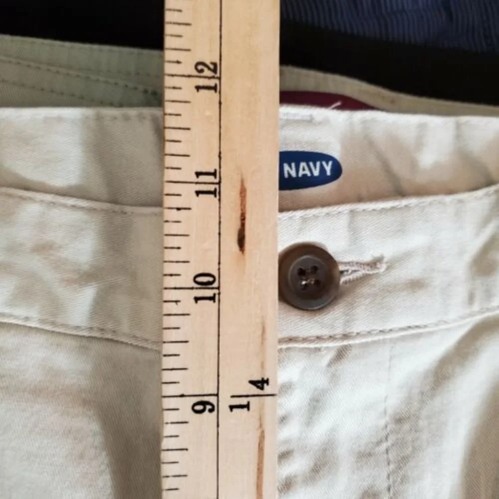 Old Navy tan beige khaki bermuda shorts girls sz 14 Plus zip fly flat adj‎ waist